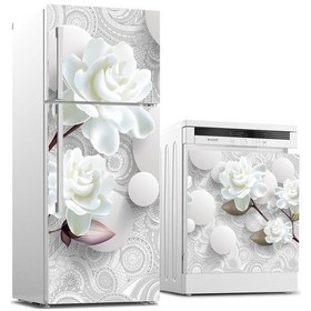 Resim Buzdolabı Ve Bulaşık Makinası Beyaz Eşya Sticker Kaplama 3D Beyaz (502388641) 