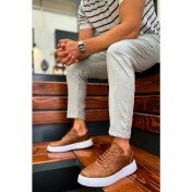 Resim Shoecide SHO153 Bağcıklı Yüksek Taban Cbt Oxford Erkek Ayakkabı Taba 