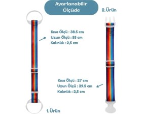 Resim Temel Valiz Üstü Çanta Sabitleme Kemeri ve Çanta Asma Askısı Seti Gökkuşağı Renk 