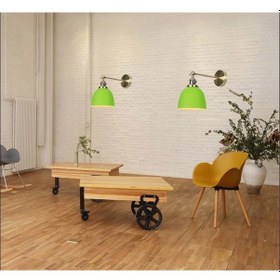 Resim Rys Retro Metal Yeşil İçi Beyaz Dekotarif Duvar Aplik Beyaz 