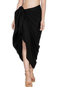 Resim pistore Siyah Uzun Pareo Kadın Plaj Elbisesi Yeni Sezon Püskül Detaylı 
