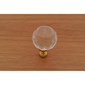 Resim Azimkarhirdavat Kristal Taşlı Düğme Kulp Tek Delikli Tabanı Sarı (30 Mm) 