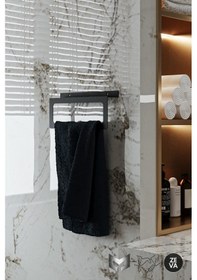 Resim Siyah Metal Havluluk Dayanıklı Banyo Ve Mutfak Düzenleyici Siyah 