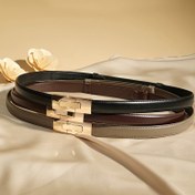 Resim Kadın Hakiki Deri Kemer 1.8cm Genişliğinde Altın Tokalı, Rahat Tatlı Stil, Yıkanmaz, Hafta Sonu Rahatlığı ve Günlük Yolculuklar İçin İdeal - Hafif Gövde Özelliğine Sahip Korse Kemer, Tüyleri Olmayan Standart Boy Deri Kemer 