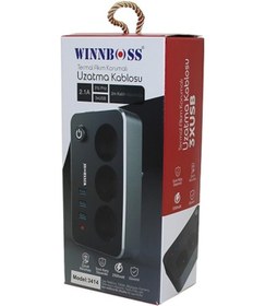 Resim Termal Akım Korumalı 2.1a 3lü Priz 3xusb 2mt Anahtarlı Uzatma Kab 2 M 