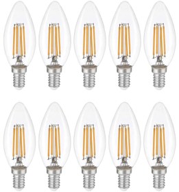 Resim Edison 10 Adet Gün Işığı Renk Düz Buji Ampul E14 Duy Mum Ampül 10 Adet İnce Duy 