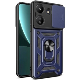 Resim Ariatech Redmi 13c Kılıf Magnetik Standlı Kamera Korumalı Sürgülü Vega Kapak - Siyah Siyah 
