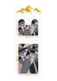 Resim Modern Desenli Dijital Baskı 3 Lü Banyo Paspas Takımı Yıkanabilir Kaymaz Tabanlı Klozet Takımı Klz0026 Renkli 