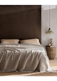 Resim Madame Coco Bresdon Çift Kişilik %100 Pamuk Yatak Örtüsü - Bej/mavi Ekru 