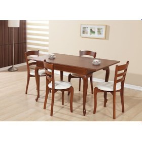 Resim Masa Sandalye Takım Model Kayın Lükens Aslan Ayak Parlak Ceviz Merdiven Sırt Sandalye El Yapım 