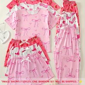 Resim Rastgele 1 Set Genç Set T-Shirt & Şort & Pantolon Üç Parça Pijama, Botlar/Bowknot/Muzlu Baskı | Rastgele Desen | Nefes Alabilir ve Hafif Her Parça Benzersiz), Gençler İçin, Gençler İçin 