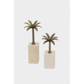 Resim Palmetra Dekoratif Palmiye Obje Set Traverten Mermer 