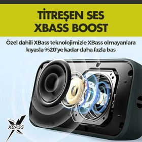 Resim Tribit BTS13 Stormbox Flow 25W 30 Saat Oynatma Süresi IP67 Su Geçirmez Powerbank Özellikli Taşınabilir Tws Bluetooth Hoparlör Siyah 