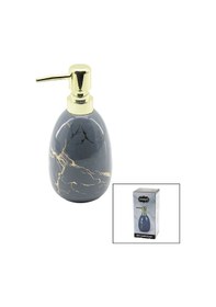 Resim Dikey Tombul Gri Mermer Desen Seramik Sıvı Sabunluk Gold Kapak 4989 Çok Renkli 