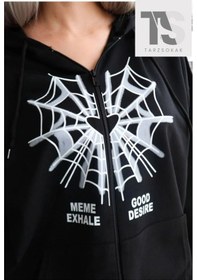 Resim Adrift Örümcek Ağ Desire Sweatshirt Fermuarlı Hırka Siyah 