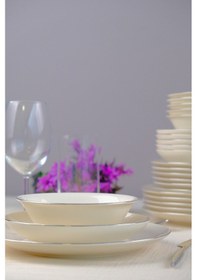 Resim Tabak Evi Chic Platin Porselen Yemek Takımı 24 Parça 6 Kişilik Beyaz - Gümüş 