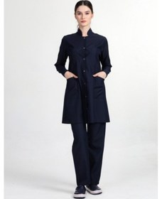 Resim Lacivert Önlük Tesettür Doktor Hemşire Forması Takım Ömy-2801 