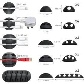 Resim 16 Adet Kordon Tutucu Siyah Kendinden Yapışkanlı Kordon Klipleri Masa Kablo Yönetimi Ev Veya Ofis Için 