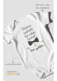 Resim Morivokids Dayıya Özel Kısa Kollu Bebek Body %100 Pamuk Beyaz 