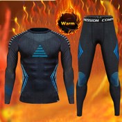 Resim 2 Parça Sonbahar/Kış Erkek Termal Şekillendirici Set, Döküntül Astarıyla Kayak için Sıcacık Dar Pantolon ve Uzun Kollu Üst – Patenlemeye Spor Salona Koşuya Yoga & Diğer Sportif Etkinlikler İdeal 