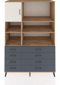 Resim Kronos Dolap 7 Raflı 8 Çekmeceli Tek Kapaklı 132x59x195 Çam-aytaşı/antrasit Aytası/antrasıt 