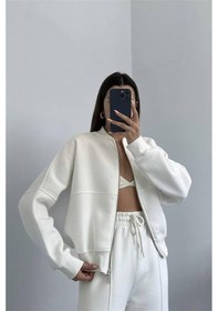 Resim Neşeli Butik Kadın Penye 3 İplik Şardonlu Kumaş Eşofman Takımı Gts022 - Ekru Ekru 