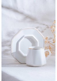 Resim Acar Elara Gold 6 Kişilik Kahve Fincanı Takımı - 90 Ml Beyaz 