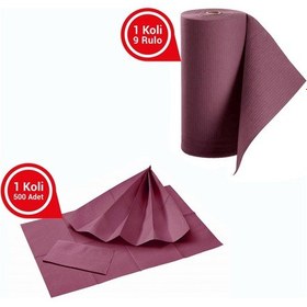 Resim Dentreal Avrupa Rulo Hasta Önlüğü Ve Tabla Örtüsü Takım Bordo 