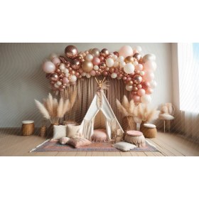 Resim Venspor Bohem Tarzı Balonlar ve Çadır Arkaplan 200 x 150 cm Fon Duvar Örtüsü 