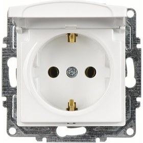 Resim Günsan Visage Beyaz Kapaklı Topraklı Priz Mekanizma 