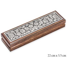 Resim asell store Gümüş Çiçek Desenli Ahşap Tesbih Kutusu 