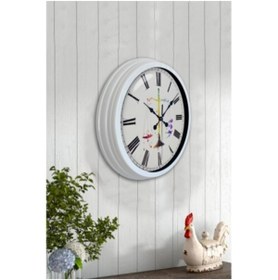Resim Bahat Salon Ofis Duvar Saati Beyaz Alüminyum Metal Çerçeve 40 Cm 