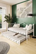 Resim ARGİMO Kamelya Yavrulu Daybed Sedir Karyola Beyaz 