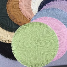 Resim 1/2/4 adet Bohemian Tassel Placemats - Renkli Fringe ile Canlı Yuvarlak Kağıt Dekoru, Rustik Partiler, Düğünler ve Zarif Yemek Ayetleri için İdeal, Düğün Masası Dekoru | Bohemian Tarzı | Dayanıklı Placemats, Bohemian Dekor 