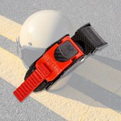 Resim Çapraz Tıpa Tasarımlı Hızlı Açılır Motosiklet Kask Tokası - Kırmızı ve Siyah Dokulu Tutuş için Sokak Tur Bisikletleri, Kask Sabitleme Sistemi | Şık Kask Tokası | Ayarlanabilir Kask Kayışı, Motosiklet Kask Aksesuarları 