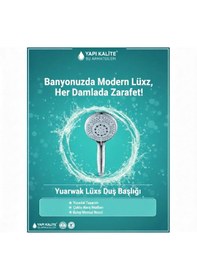 Resim Gonca 5 Fonksiyonlu Banyo El Duş Başlığı Su Tasarruflu Masaj Etkili El Duşu Banyo Duş Başlığı Krom Paslanmaz Tepe Duşu Krom 