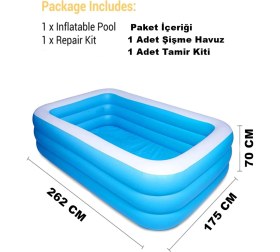 Resim Havana 262X175X70CM Şişme Havuz 3 Katmanlı Büyük Boy Dikdörtgen Yüzme Havuzları Aile ve Çocuklar Için Tatil 