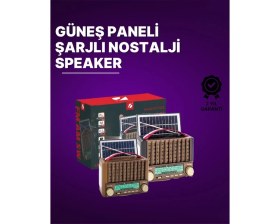 Resim KTF-1428 Güneş Paneli Şarjlı Nostaljik Bluetooth Hoparlör – Fm/am/sw Radyo, Usb/sd Desteği, Taşınabilir Tasarım 
