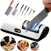 Resim 2 Hızlı Profesyonel Mutfak Bıçağı Bileyici, Şef Bıçağı / Seramik Bıçak / Meyve Bıçağı / Dilimleme Bıçağı İçin Verimli Otomatik Bileme Cihazı, Hızlı Bileme ve Parlatma Çelik Bıçak, Güvenli Tasarımıyla Taşınabilir Elektrikli Bileme Taşı, Yaşlılar / Arkadaşlar / Babalar Günü / Şükran Günü / Noel Hediyesi İçin Uygun 