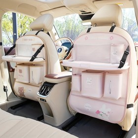 Resim Katlanabilir Yemek Masası Tepsili, Tekme Önleyici Ped, Çöp Kutusu, Bardak Tutucu, Telefon Standı, Laptop Masası & Yemek Tepsisi - Pembe PU Deri Çok Fonksiyonlu Araçlar İçin Depolama, Araba Koltuk Düzenleyici | Dekoratif Araba Aksesuarı | PU Deri Düzenleyici, Arka Koltuk Araba Düzenleyici 