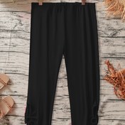 Resim Kadınlar İçin Büyük Beden Esnek Günlük Pantolon - Düz Renk Siyah, Elastik Bel Bandı, Rahat Kalıp, Polyester, Makinede Yıkanabilir - İlkbahar/Yaz/Sonbahar İçin İdeal 