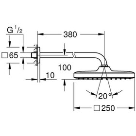 Resim Grohe Tempesta 250 Cube Tepe Duşu Seti 380 Mm, Tek Akışlı - 26687000 Krom 