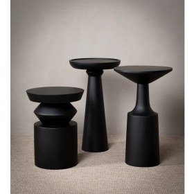 Resim Wood Wooden 3'lü Fiskos Yan Sehpa Timeless Mantar Sehpa - Mushroom Table 3 Pieces - Trio Series 