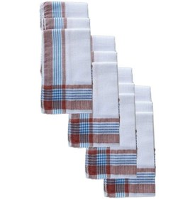 Resim Elif Mira 12 Li El Cep Yaka Kumaş Mendil 30x30 Cm 100 Pamuklu Şah Mavi 