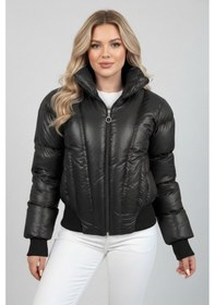 Resim Kadın Polyester Dolgulu Mont Siyah 