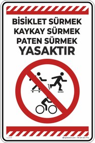 Resim isgtabelam 25x35cm/Dekota/Bisiklet Sürmek Kaykay Sürmek Paten Sürmek Yasaktır 