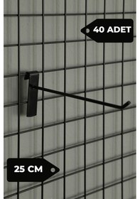 Resim Tel Pano Kancası 25 Cm Siyah Raf Askısı Raf Kancası Mağaza Düzenleme 40 Adet 