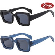Resim Ah-mee Retro Punk Kare Güneş Gözlüğü 2'li Paket Uv400 Kadın Anti Mavi Işıkgreen51gri Gri 