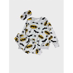 Resim Aliş Kids Erkek Çocuk Pamuklu Gri Batman Desenli Uzun Kollu Gözlük Bantlı Mevsimlik Pijama Takımı 