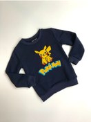 Resim Matu Official Lacivert Pokemon Pikachu Baskılı Unisex Çocuk Sweatshirt 